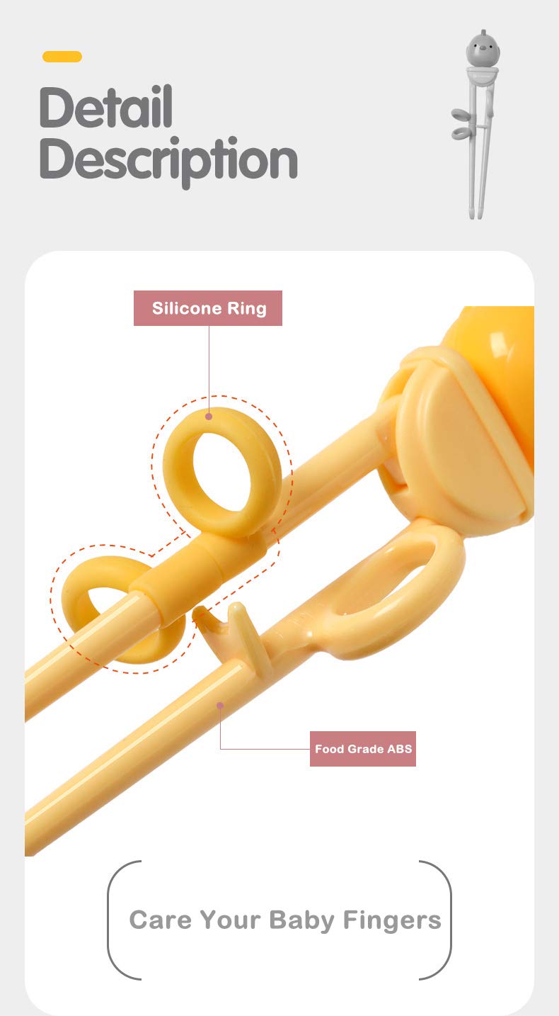 Goryeobaby Goryeo Baby Training Chopsticks for Kids - Use Completely Harmless Material - Anti-Dislocation Buckle Design - Includes Portable Box (Yellow) - Image 3